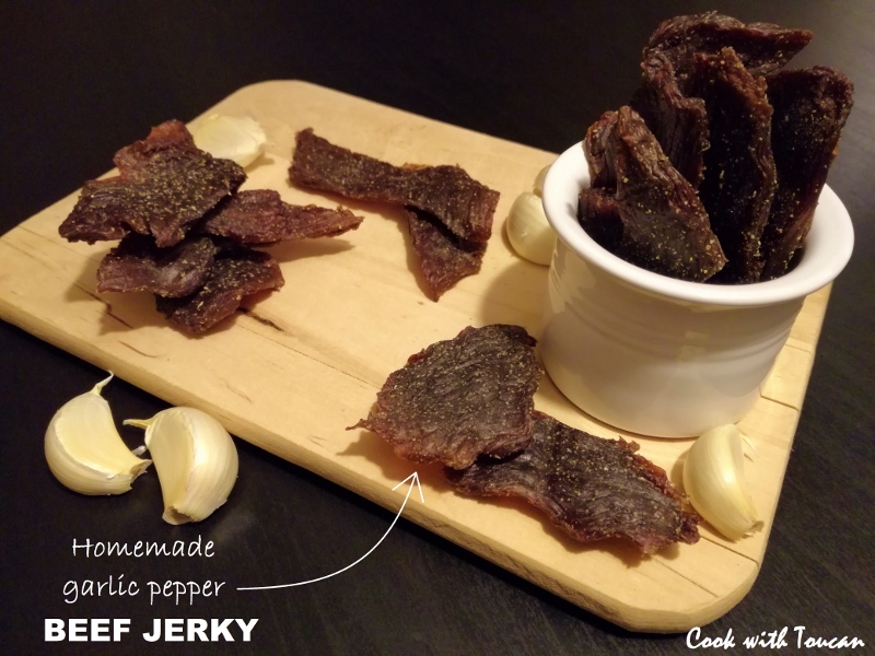 Cook with Toucan - Recipes - Appetizer, spread, dip - Homemade beef jerky  with garlic and pepper